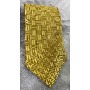 Tommy Hilfiger Necktie Men OSFA Gold Silk Basketweave Woven Formal Accessory